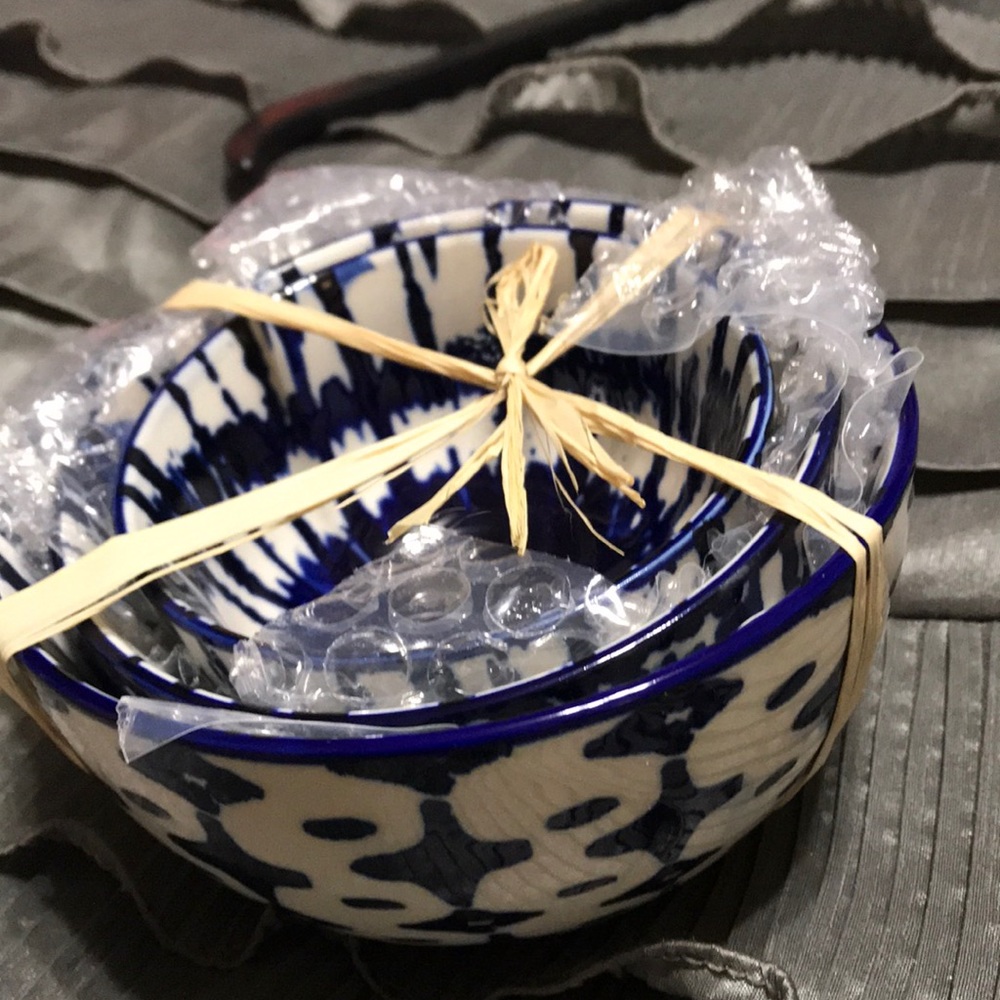 West Elm Indigo Tye-Dye Bowls Set of 3